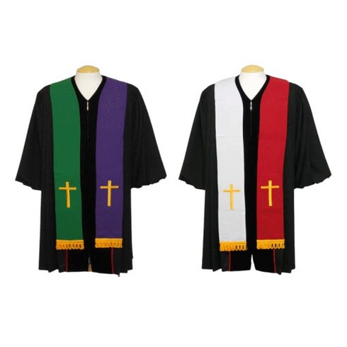 교회 목사 스톨 십자가 양면 4색상 2개입 chuch pastor clergy stole