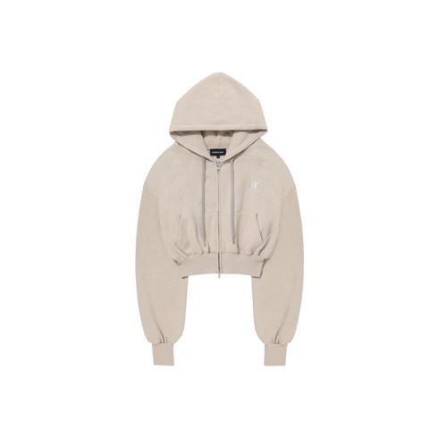 우알롱 후드집업 [단독] WOOALONG (기모) 시그니처 크롭 Signature Crop Hood Zip-up WL234JHZ01WBEG 오버핏 후디 점품 정품 드라이핏 밴드 봄