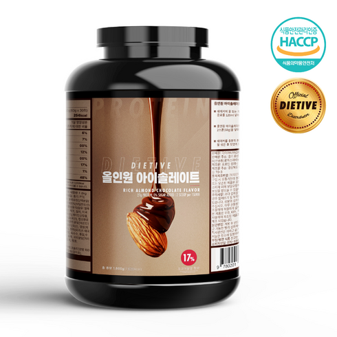 다이어티브 - DIETIVE 다이어티브 WPI 분리유청단백질 프로틴쉐이크 아몬드 초코맛 1.8kg, 1개