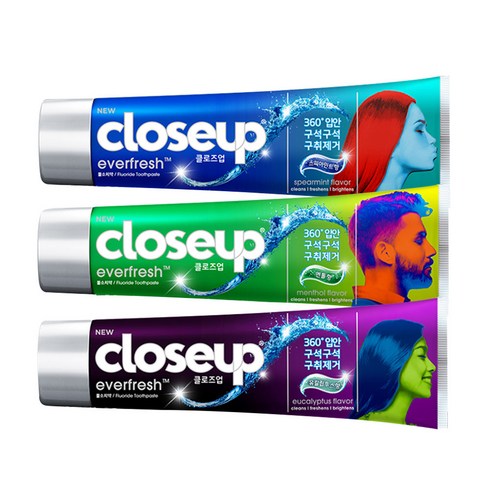 클로즈업 치약 스피아민트+멘톨+유칼립투스향 세트, 1set