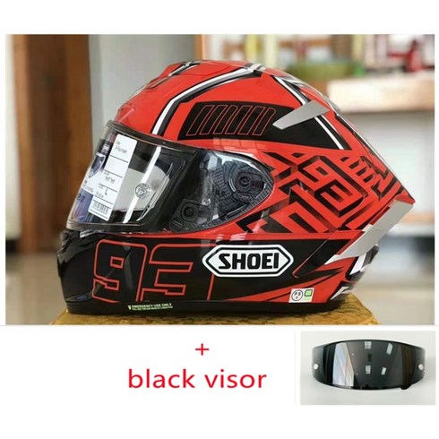 바이크 헬멧 오토바이 스쿠터 반모 풀 오픈 SHOEI X 14 페이스 R1 60 주년 기념 쇼에이, 49.black visor - XL