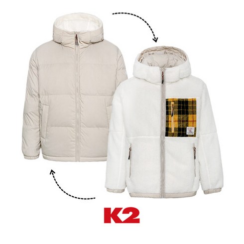 2023년 가성비 최고 k2비숑 - [K2] 남녀 비숑 TWEED 리버시블 다운 KUW22571W3