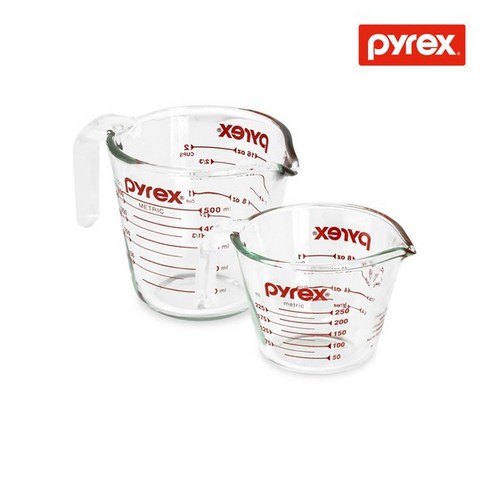 파이렉스 오리지날 눈금 계량컵 250ml 500ml 세트, 없음, 상세설명 참조