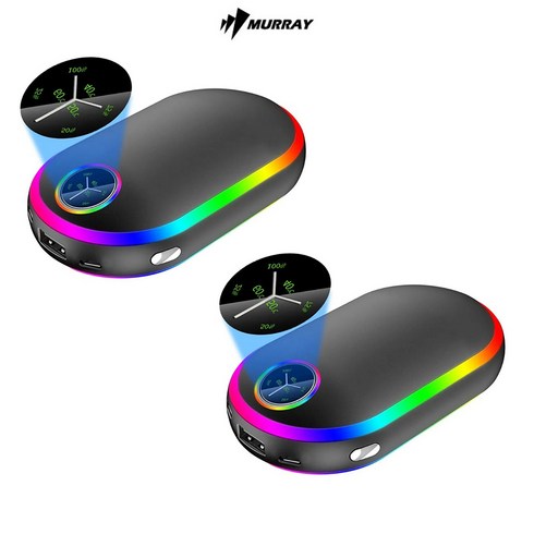 2023년 가성비 최고 머레이파스텔손난로 - 다온몰 머레이 레인보우 LED 손난로 보조배터리 C-310, 블랙1+1