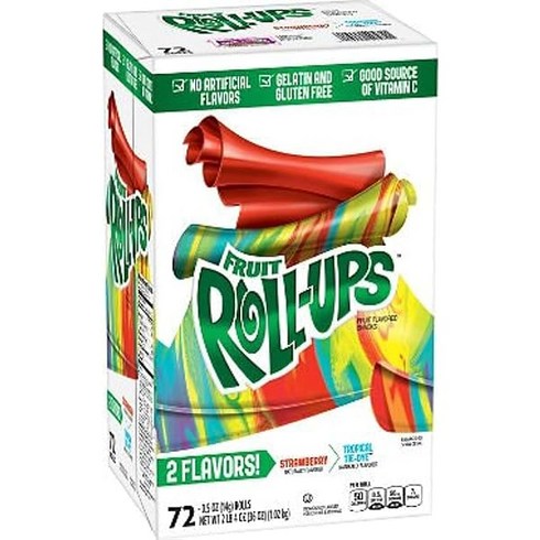 리뉴얼 최신 제품 발송 베티크로커 Fruit Roll-Ups 프룻 후르츠 롤업 젤리 버라이어티팩 72개, 14g