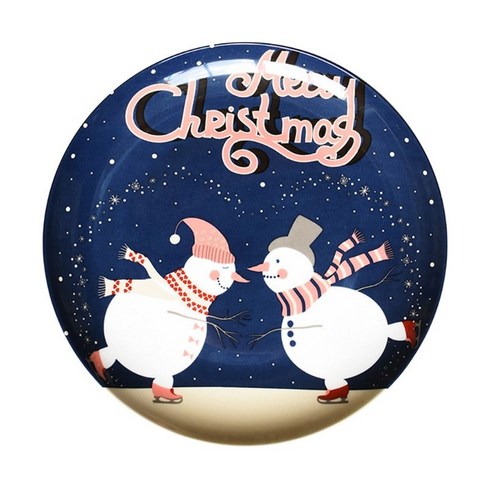 크리스마스 도자기 접시 음식 접시 만화 손도장 스테이크 저녁 접시 서양 저녁 접시 식기 새해 선물, 스키예요