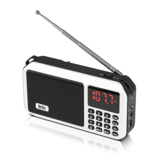 아버지 FM라디오 40mm프리미엄 휴대용 블루투스 스피커 LED손전등 TF카드 헤드폰 브리츠 Britz BZ-LV980, 블랙