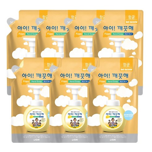 아이깨끗해 순 폼 핸드 솝 파우더향, 200ml, 7개