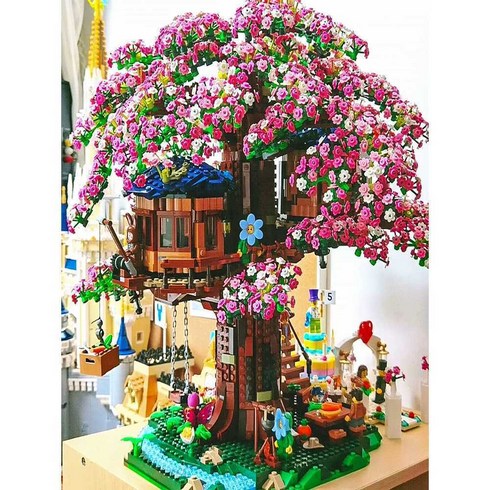 난이도상 벚꽃트리하우스 성인레고 선물 피규어 블럭, 아크릴