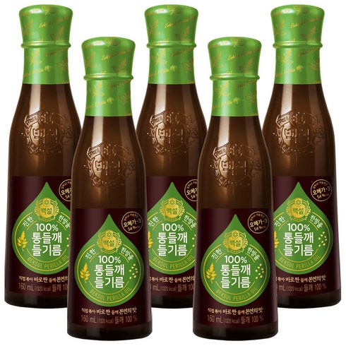 백설 통들깨 들기름, 160ml, 5개