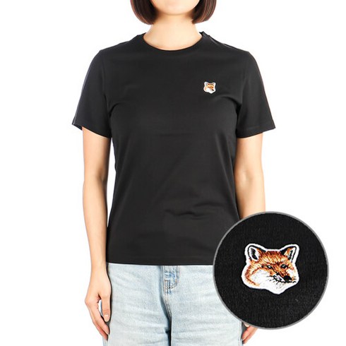 메종키츠네 [메종키츠네] 24SS (LW00105KJ0008 BLACK) 여성 폭스헤드 반팔 티셔츠