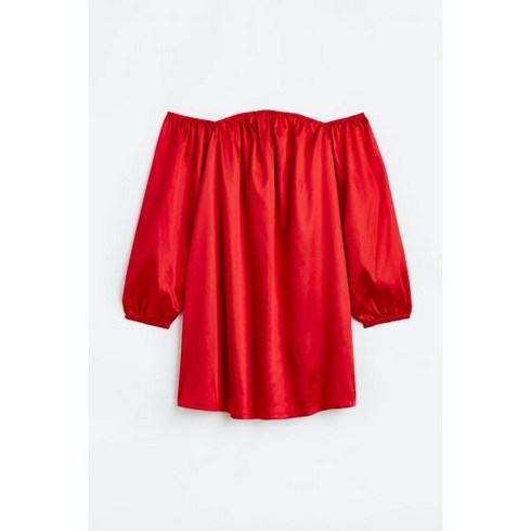 H&M 흐앤므 오프숄더 새틴 드레스 - 레드246688