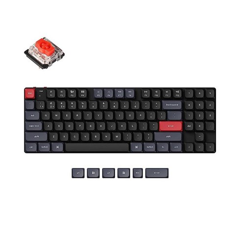 k13 - Keychron K13 Pro QMK/VIA 무선 기계식 키보드 TKL 레이아웃 숫자 패드 포함 맞춤형 프로그래밍 가능한 매크로 화이트 백라이트 울트라 슬림 로우 프로파일 게, 로우 프로파일 게이트론 레드 스위치, 적축