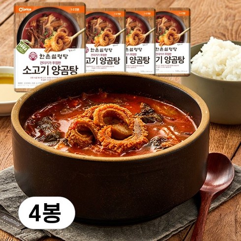 오프라이스 한촌설렁탕 소고기 양곰탕, 4개, 500g