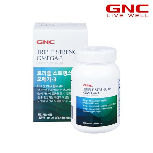 GNC 건강식품 비타민 비타민C [GNC] 트리플 스트랭스 오메가3 (65캡슐) 65일분_50977, 1개, 단일옵션, 65개