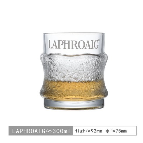 LAPHROAIG 라프로익 핸드메이드 인체공학 핸드그립 크리스탈 위스키 글라스 300ML, 2개