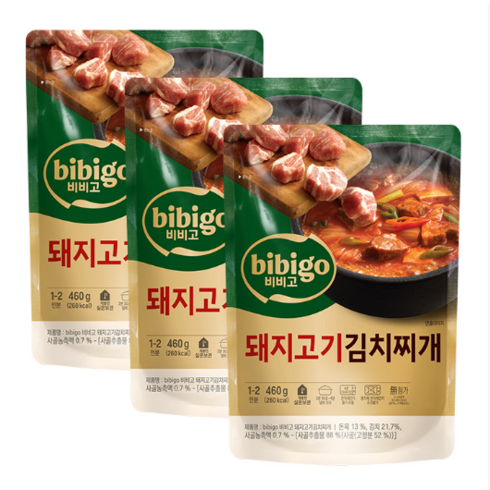 비비고김치찌개 - 비비고 돼지고기김치찌개, 460g, 3개