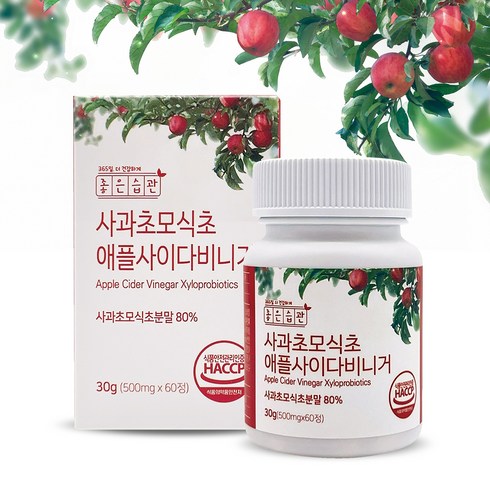 좋은습관 사과초모식초 애플 사이다 비니거 비네거 애사비 알약 캡슐 천연 발효 다이어트, 1개, 60정