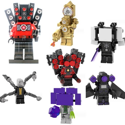 스키비디 토일렛 호환 블럭 미니 피규어 7종 세트 스피커맨 컴퓨터맨 클락맨 등