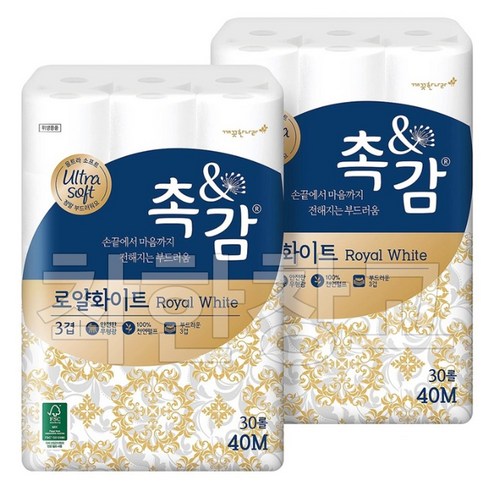 깨끗한 나라 촉앤감 로얄화이트화장지 40mx30롤x1팩 롤휴지, 1팩, 30롤