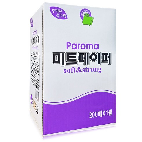 파로마 미트페이퍼(흰색) 해동지 롤키친타올, 200매, 1개