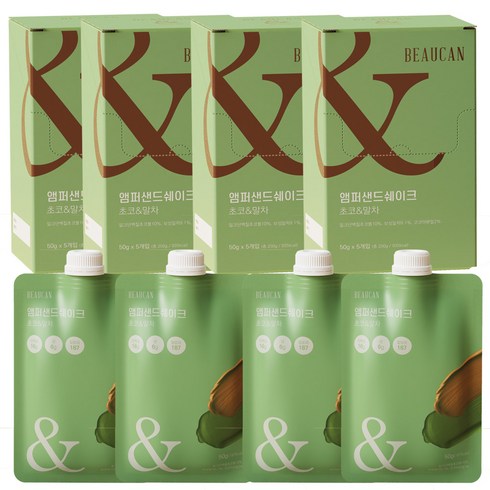 앰퍼샌드 식사대용 단백질 쉐이크 식물성 분리 유청 보충제 파우치 초코&말차, 50g, 20개