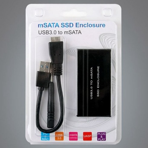 msata - USB 외장 케이스 (SSD) mSATA 블랙, 1