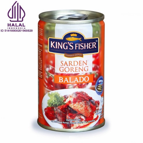 피쉬나 - kings fisher sarden goreng balado 킹스피셔 정어리통조림 halal 할랄식품, 155g, 12개