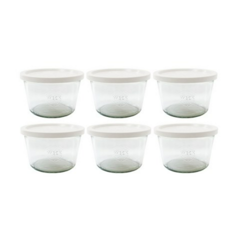 2023년 가성비 최고 웩유리용기 - WECK 기본형 유리몸체 6p + PE 뚜껑 밀크 6p 세트 No.741, 370ml., 1세트
