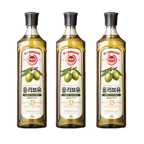 해표 압착 올리브유, 900ml, 3개