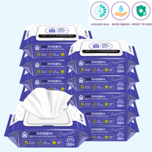 SOOM 숨 프리미엄 물티슈 (캡형) 100매/총20팩