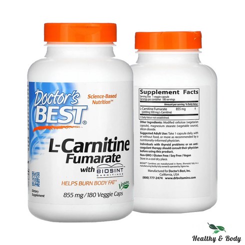 닥터스 베스트 L 카르니틴 푸마르산/L-Carnitine, 180정, 1개