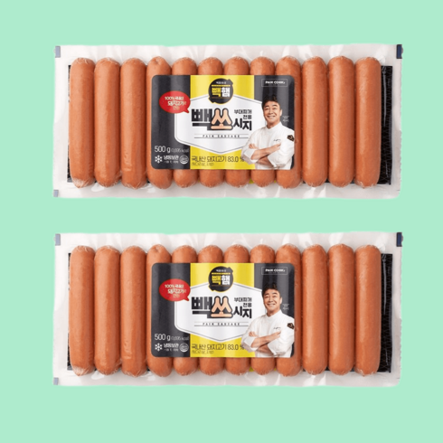 빽햄 - 빽쿡 백종원 빽쏘시지 500g 2개 후랑크 부대찌개 야채볶음 레시피 소세지