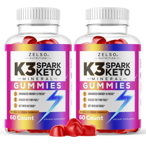 K3 Spark Mineral - 젤소뉴트리션 K3 스파크 미네랄 구미 젤리 60정 K3 Spark Mineral Gummies, 2개