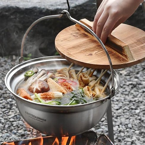 스텐 고리 캠핑 샤브 냄비, 26cm, 1개