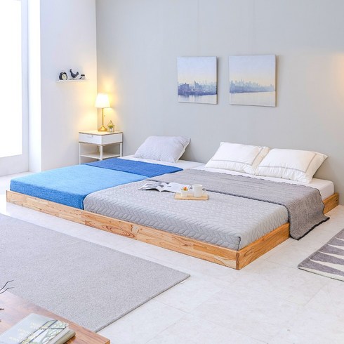 핀란디아 참죽나무 저상형 패밀리 침대 프레임 삼나무 깔판 SS+Q