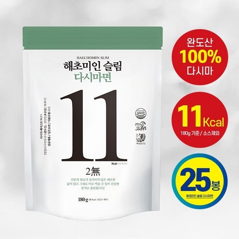 [쇼핑엔티] 해초미인 슬림 다시마면 25봉 + 소스 25봉 / 칼로리 걱정 NO, 없음, 25개, 180g