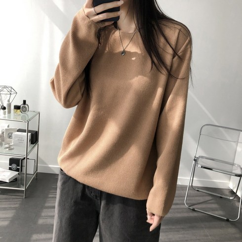 2023년 가성비 최고 여성니트 - 레이디스룸 국산 여리 루즈핏 라운드 컷팅 긴팔 니트 티셔츠