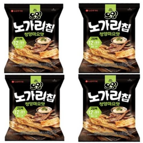 2023년 가성비 최고 오잉노가리칩 - 오잉 노가리칩60g 4개 롯데 혼술안주 맥주안주 파티 과자세트 과자 스낵, 60g