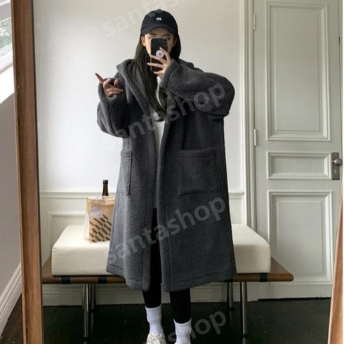 롱후리스 여성 뽀글이 양털 플리스 코트 아우터