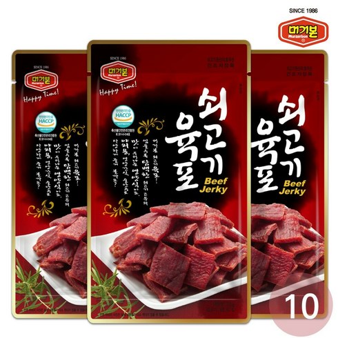 머거본 영양간식 쇠고기 육포 50g x10봉, 10개