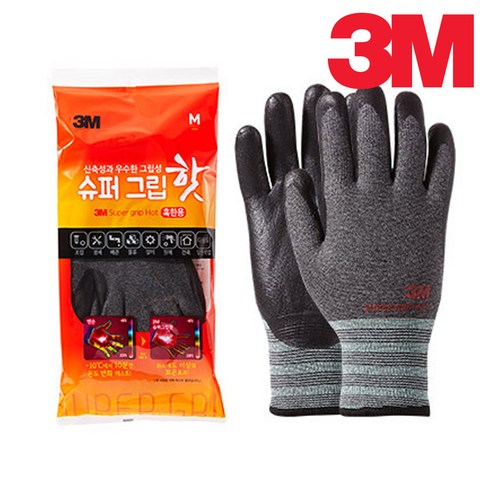 3M 슈퍼그립 핫 혹한기용 장갑 겨울장갑 방한장갑 작업장갑, 5개, L