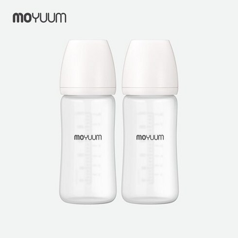 모윰유리젖병240 - [모윰] 실리콘 코팅 노꼭지 유리젖병 240ml 2팩, 투명, 2개