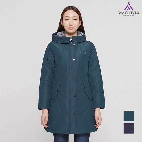 올리비아로렌 [비비올리비아] 체크 배색 라이너 덕다운 VVBKDWSC411