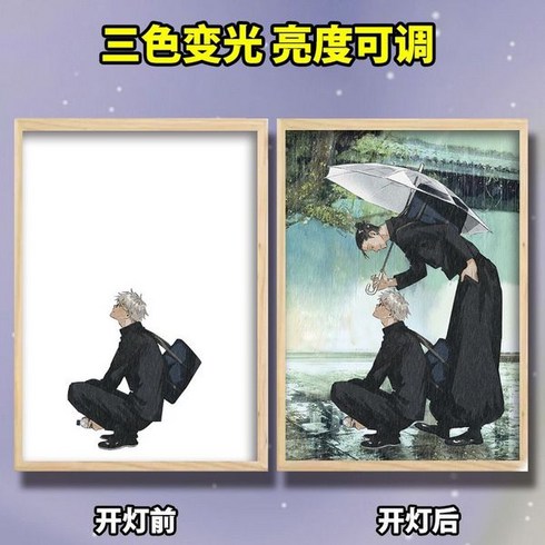 주술회전 애니메이션 라인 빛나는 장식 그림 램프, 23X17cm (USB 플러그인), AC_S사이즈 23*17cm [USB 플러그인]