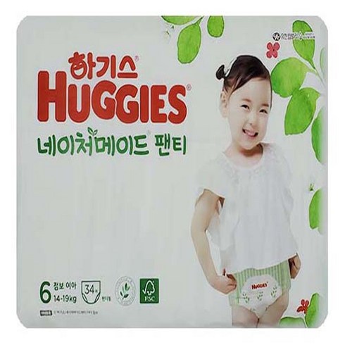 2021 신형 하기스 네이처메이드 팬티형 기저귀 여아용 점보형 6단계(14~19kg), 68매