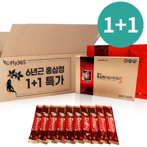 홍삼정 [1+1한정특가] 6년근 홍삼 명절선물 완판10만박스 쇼핑백 플라이삼육오(주), 300ml, 2개