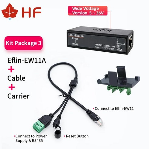 ew11 - 5 36V 가장 소형 Elfin-EW11A-0 무선 네트워킹 장치 Modbus TPC IP 기능 RJ45 RS485 WIFI 직렬 서버 DTU, 번들 2, 05 Elfin-EW11A kit 3_01 기타