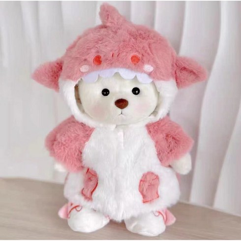 레나베어 의상 정품 곰돌이인형 테디테일즈 옷세트, 크림베어+핑크아기상어세트, 30cm