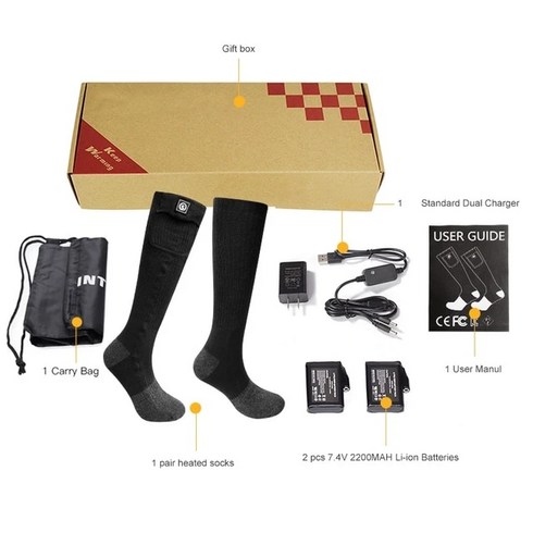 말총글러브 트레이닝 남녀공용 전기 온열 충전식 배터리 겨울 낚시 자전거 장비, 20.Heated Socks SS03C - M